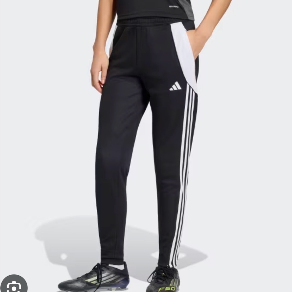 Adidas Black Joggers White Stripes TIRO 24 TRAINING PANTS Soccer NWT Small Track